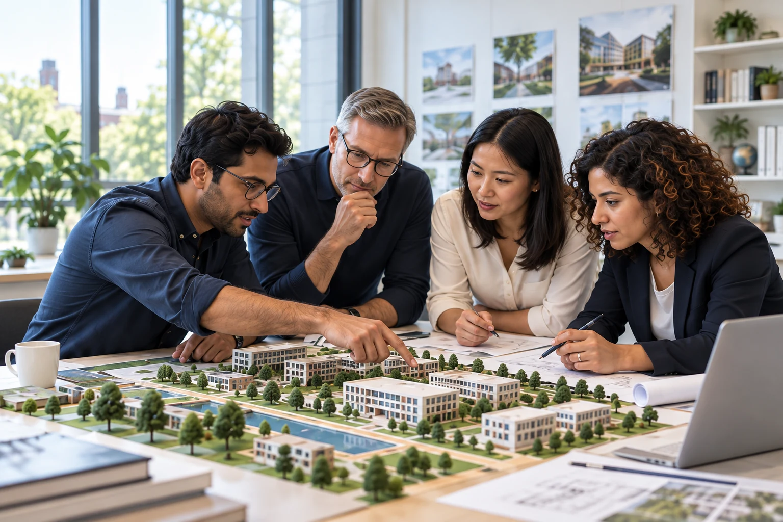 Education professionals discussing a campus development plan
